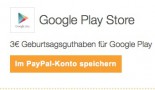 Paypal.com: 3€ Guthaben für Google Play Store