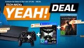 Saturn.de: PlayStation 4 Konsole 500GB Schwarz inkl. Batman: Arkham Knight + 2. Controller + The Dark Knight Rises Blu-ray für 429€ + VSK