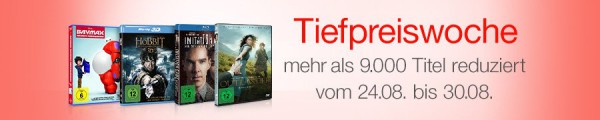 Amazon.de: Tiefpreiswoche – mehr als 9.000 Filme reduziert (24.08. – 30.08.15)