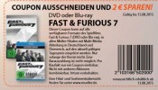 Mueller: Fast & Furious 7 [DVD/Blu-ray] 2€ Coupon gültig bis 15.08.2015