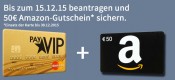 payVIP: Gebührenfreie MasterCard GOLD beantragen + 50€ Amazon Gutschein geschenkt (nur für Neukunden)