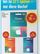 [Offline] Edeka: 50€ iTunes Guthaben für 39€ (gültig vom 25.07. bis 30.07.16)