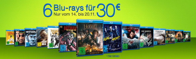 Amazon.de: Countdown to Cyber Monday – 6 Blu-rays für 30 EUR (bis 20.11.16)