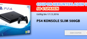 Mueller.de: PS4 KONSOLE SLIM 500GB – 50€ Sparen mit Coupon gültig bis 17.12.2016