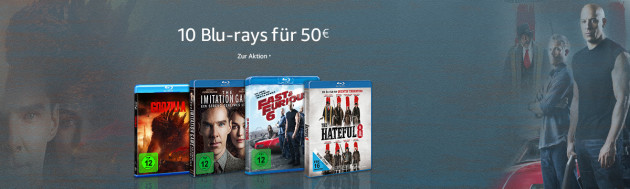 Amazon.de: 10 Blu-rays für 50 EUR (09.01. – 22.01.17)