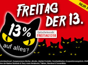 Weltbild.de: Freitag der 13. – 13% Rabatt auf alles!* (bis 15.04.18)