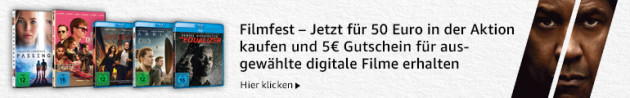 Amazon.de: Neue Aktionen u.a. Filmfest: für 50 EUR in der Aktion kaufen und 5€-Gutschein für digitale Filme erhalten (bis 19.08.18)