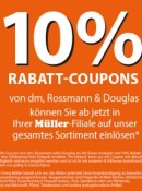 Müller: 15% Rabatt bei Vorlage eines 10% Coupon von Rossmann, DM oder Douglas