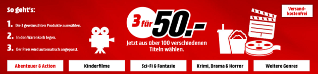 MediaMarkt.de: 3 UHD 4K Blu-rays für 50€ inkl. VSK