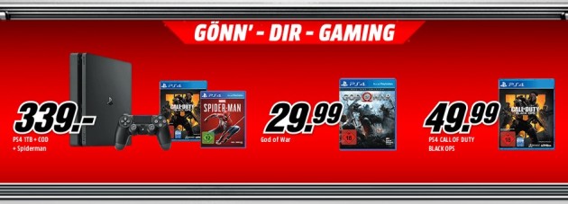 MediaMarkt.de: Gönn Dir Gaming u.a. God of War – Day One Edition (PS4) für 29,99€