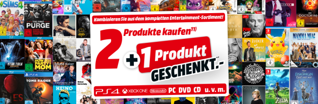 Amazon kontert MediaMarkt.de: 3 für 2 auf das gesamte Sortiment Filme, Games und Musik (bis 10.12.18)