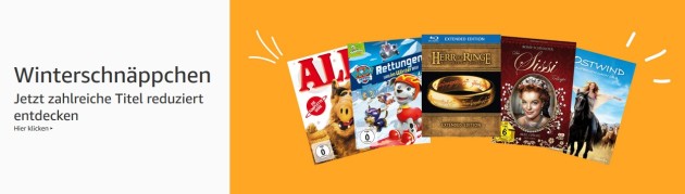 Amazon.de: Winterschnäppchen – Filme reduziert und 10 Blu-rays für 50 EUR (bis 26.11.18)