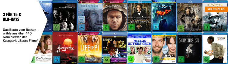 Saturn.de: 3 Blu-ray Filme für 15€ + VSK (22.02. – 25.02.19)