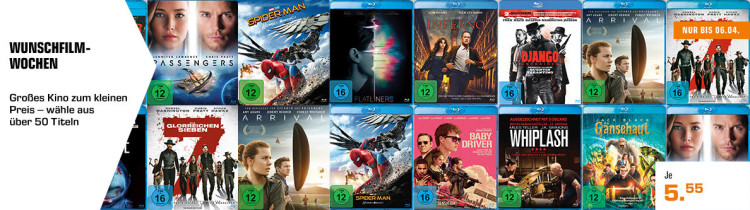 MediaMarkt.de / Saturn.de: Wunschfilmwochen – Blu-rays für je 5,55€