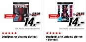 MediaMarkt.de: Deadpool 1 + 2 (4K UHD) und andere 4K Blu-rays für je 14 Euro