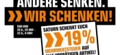 Saturn.de: 19% Mehrwertsteuer geschenkt auf alle sofort verfügbare Artikel ab 20. Juni 20 Uhr – 22. Juni 9 Uhr