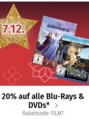 Mueller.de: 20% Rabatt auf alle DVDs und Blu-rays am 07.12.20