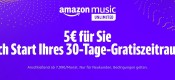 Amazon.de: 5€ Rabatt-Code für kostenlosen 30 Tage Amazon-Music-Unlimited-Test