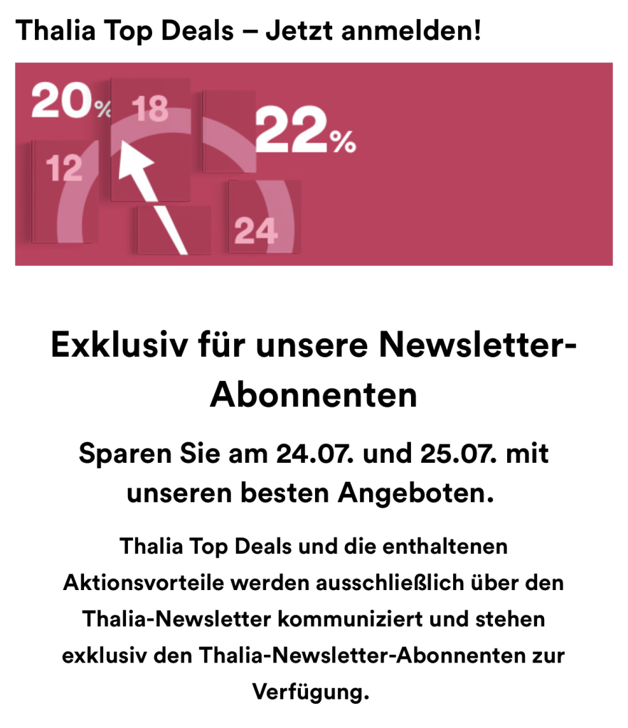Exklusive Top Deals für unsere Newsletter-Abonnenten  Thalia
