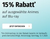 Mueller.de: 15 % Rabatt auf ausgewählte Animes auf Blu-ray (nur gültig am 12.01.2025)